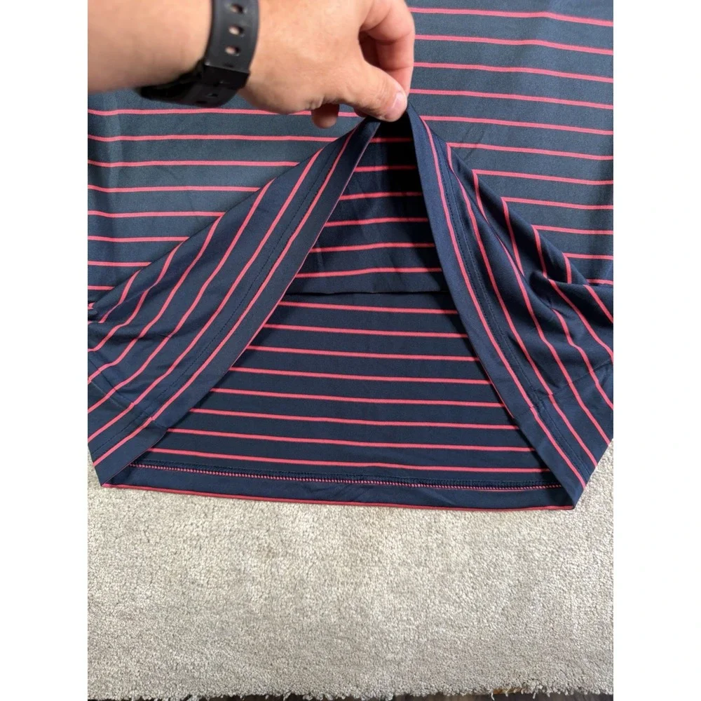 Under Armour Playoff Polo Shirt Mens M Blue Striped Short Sleeve Loose